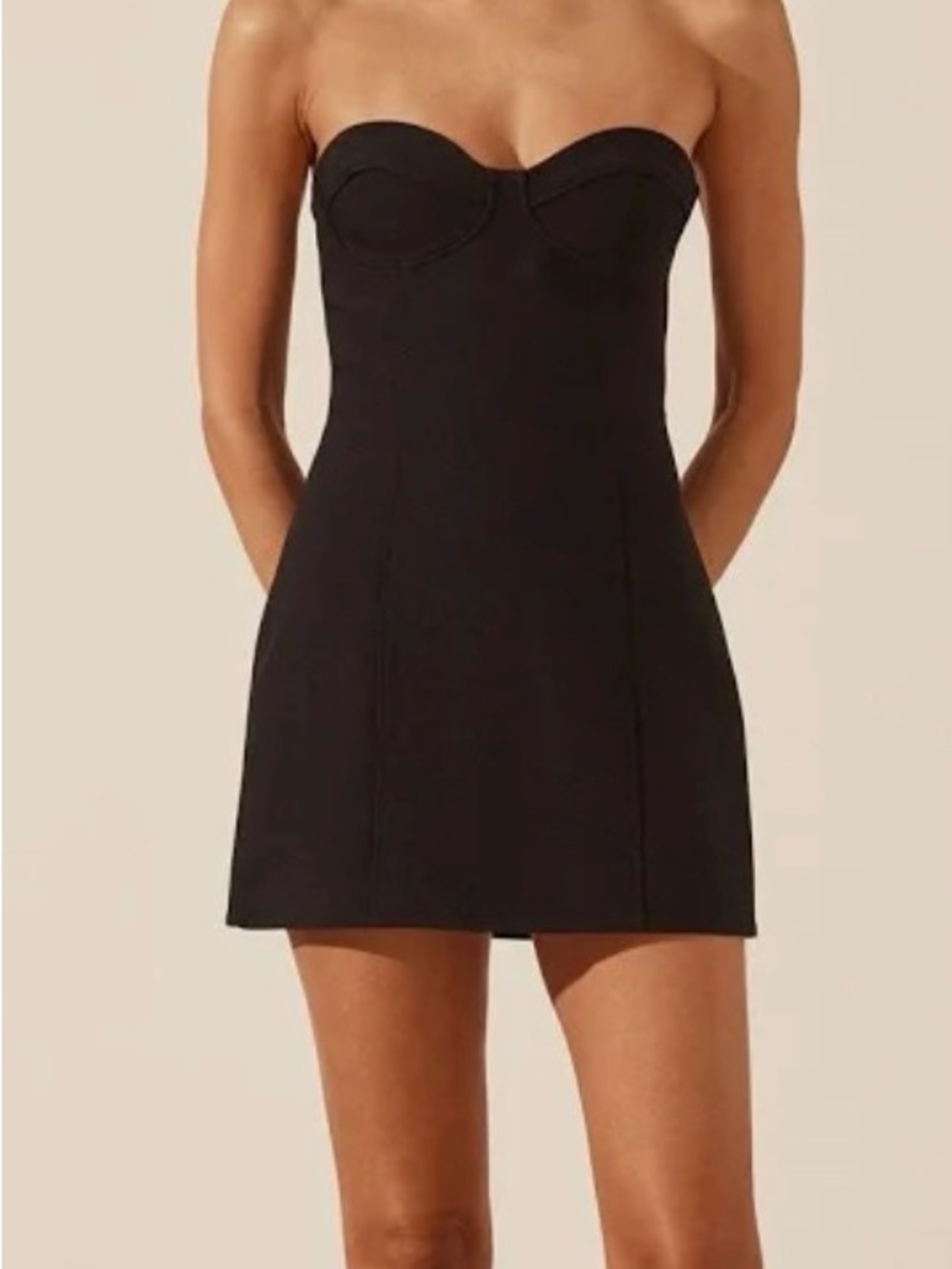 Shona Joy Strapless Black Mini Dress with Sweetheart Bust